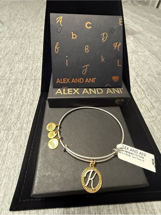 Alex and Ani Jewelry - Alex and Ani Gold and Silver Initial 'K' Charm Bangle Bracelet